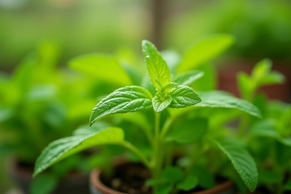 A healthy, mature herb garden being tended to.