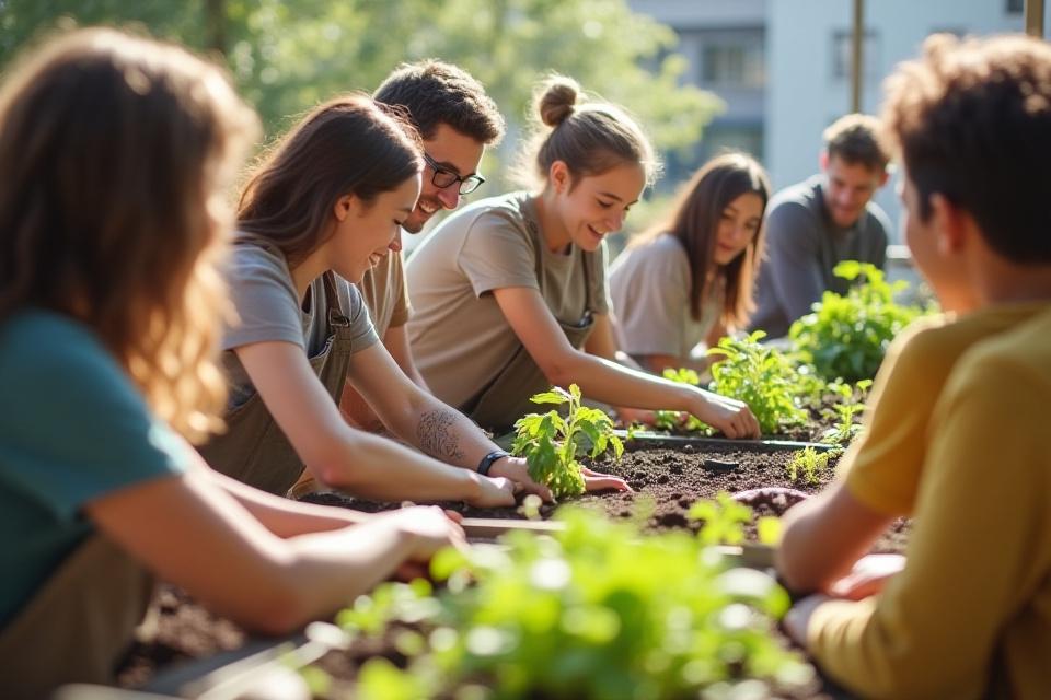 A group of people attending an outdoor gardening workshop.